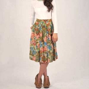 Anthropologie Postella Silk Floral Skirt